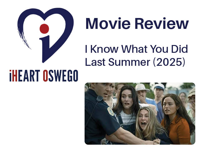 Movie review graphic with a still from I Know What You Did Last Summer in the lower right