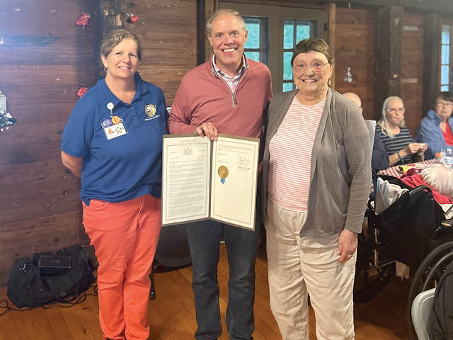  Pictured from left, Sara Sunday, administrator Oswego County Office for the Aging, Leader Barclay, Barbara Dix.