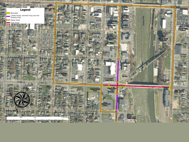 A map showing the road closure 