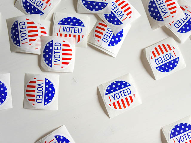 I voted stickers against a white background