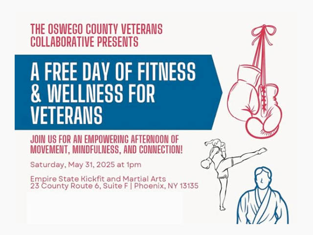 A free day of fitness and wellness for veterans presented by the Oswego County Veterans Collaborative
