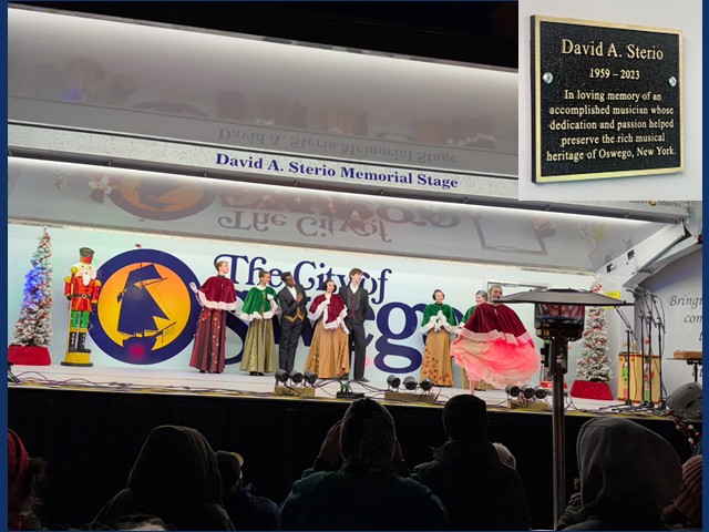 City of Oswego Dedicates David A. Sterio Memorial Stage  During Annual Tree Lighting Ceremony
