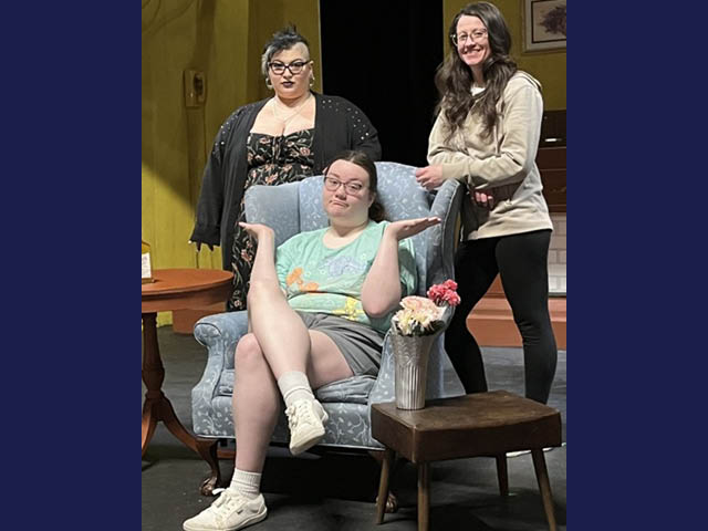 Pictured are the nosy neighbor trio – clockwise from back left: Desiree Martin, Christina Schirtz and Natalie Babcock.