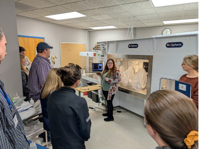 Equipment presented to educators.