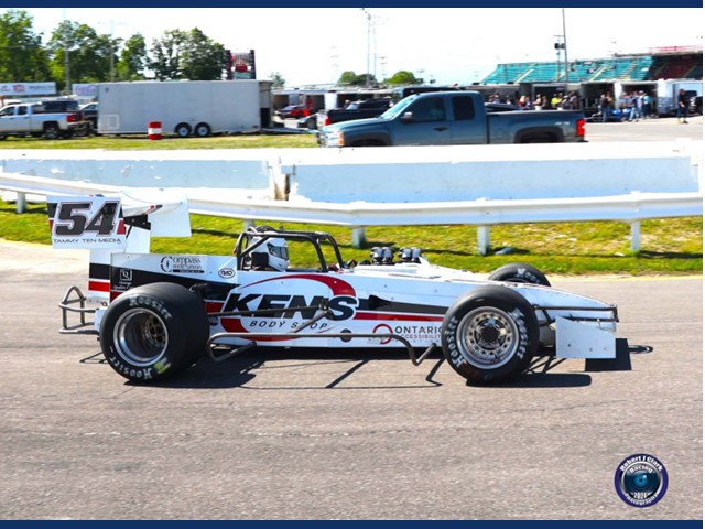 White race car on track