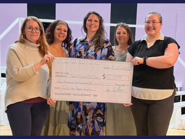 Pictured from left to right, Delilah Shaffner with OCFCU Fulton branch, Monique Harrison, Tania Samson, Bonnie McClellan with The Art Scene and Amy LaFlamm with OCFCU Fulton branch. 