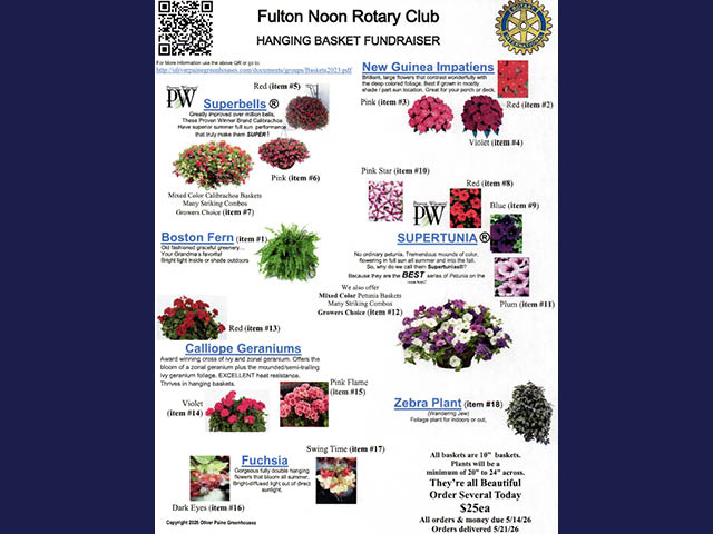 Flyer showing the flowers available for the fundraiser