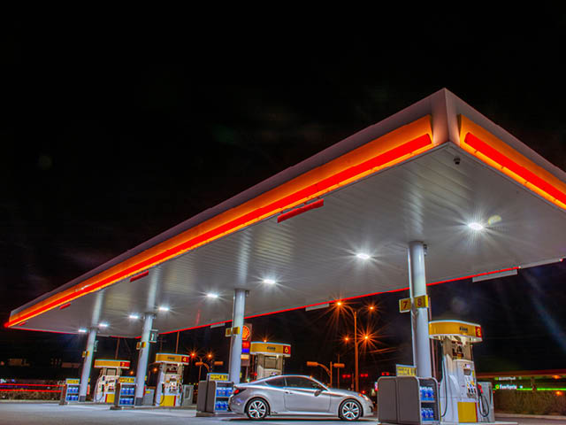 Gas station at night