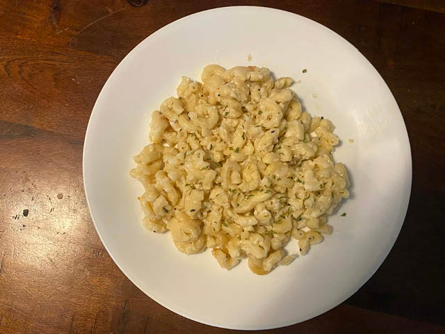 Photo of a bowl of macaroni and cheese