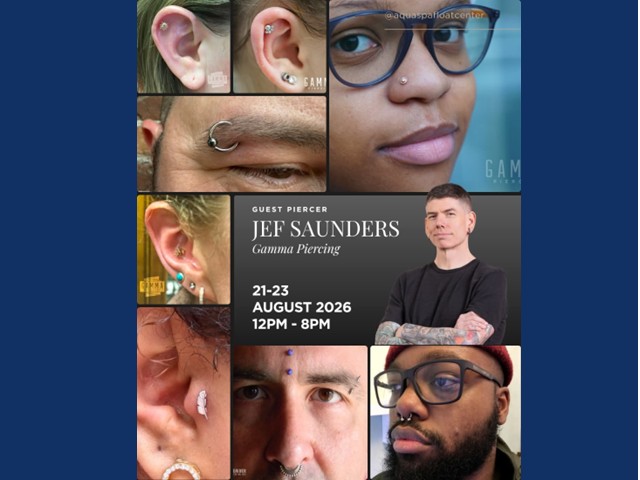 Aqua Spa Float Center Welcomes Internationally Recognized Piercer — Former Association of Professional Piercers President Jef Saunders — For a Three-Day Luxury Piercing Event.