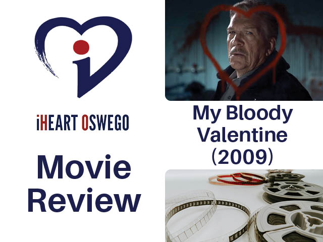 Movie review graphic with still from My Bloody Valentine (2009)