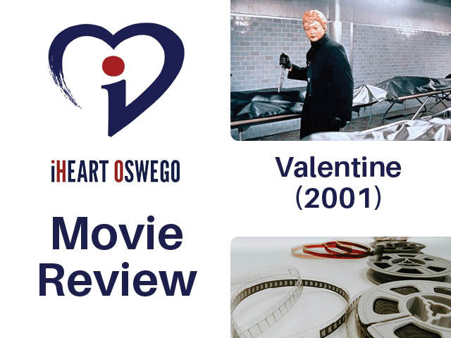 Movie review graphic with still from Valentine (2001)