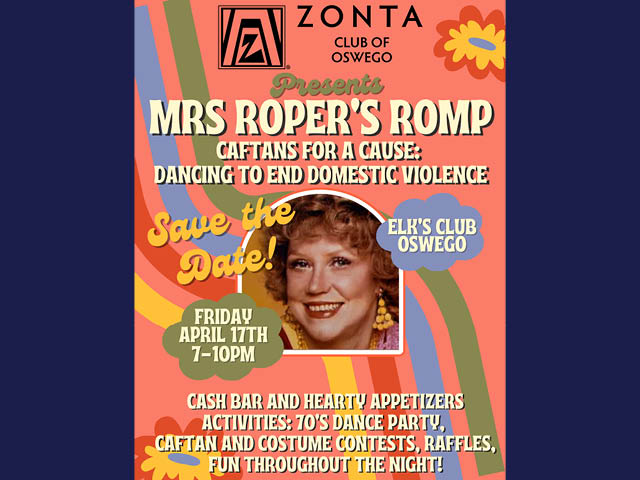 Flyer for Mrs Roper's Romp by Zonta Club of Oswego