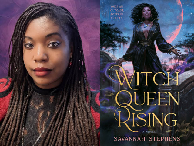 Left: photo of author Savannah Stephens; right: Stephens' book, Witch Queen Rising