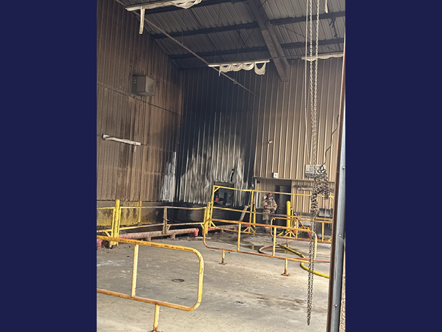 Fire damage inside the Oswego City Transfer Station