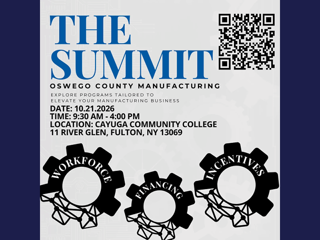 Graphic for the Summit with QR code for registering in upper right hand corner