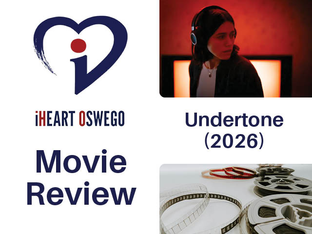 Movie review graphic with still from Undertone (2026)