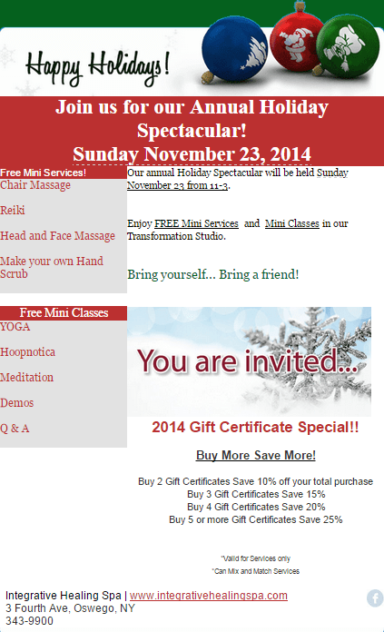 integrative healing spa holiday spectacular