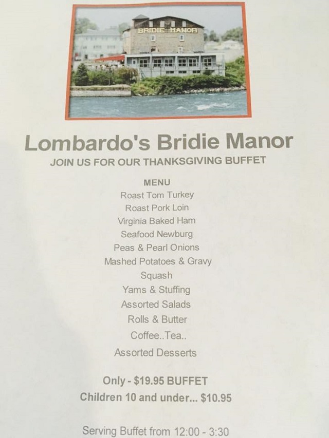 Bridie Manor Thanksgiving Buffet