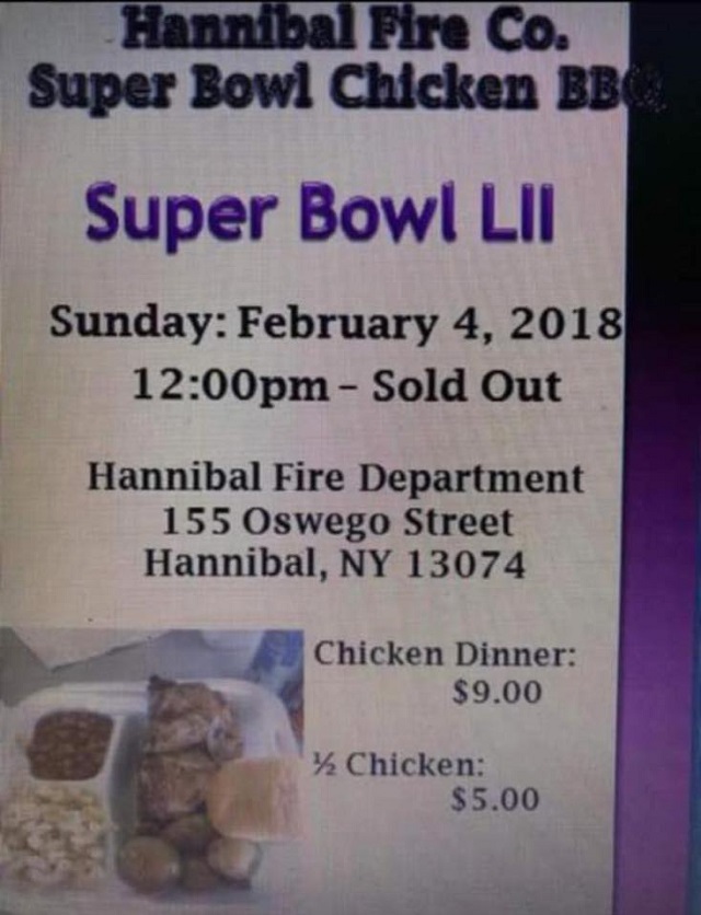 hannibal fire dept Super Bowl Chicken BBQ