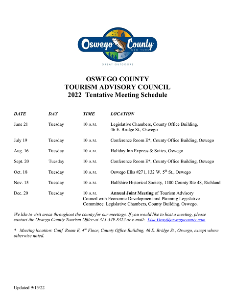 2022 Schedule of Meetings TAC