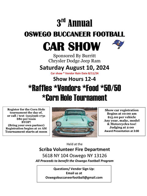 3rd annual bucs football car show scriba vfd 8.10.2024