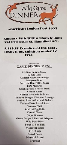 wild game dinner