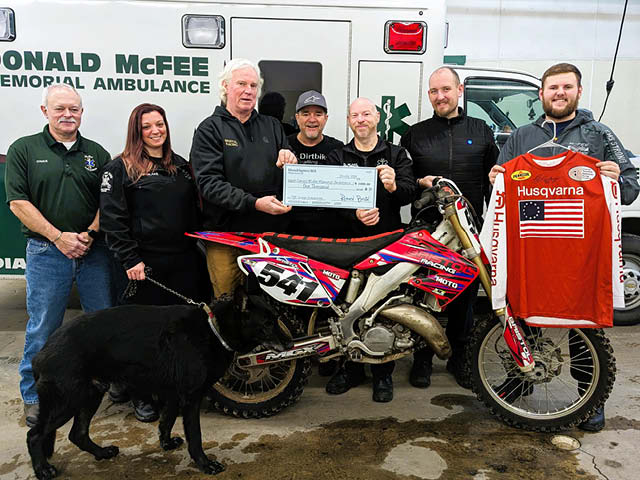 Moto Masters MX Presents Check to McFee Ambulance