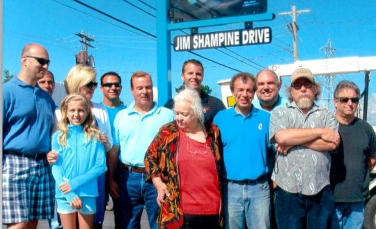 Jim Shampine Drive rededicated, new signs revealed