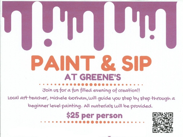 'Paint &amp; Sip' Events at Greene's to Feature Michele Gorham