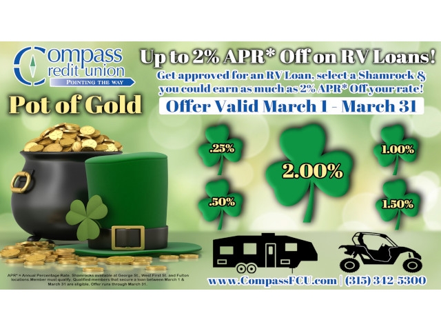 Compass Pot of Gold to Offer Discounts on Recreational Vehicle Loans at Compass FCU