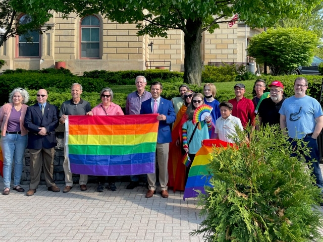 Mayor Barlow, LGBTQ Community Raise Pride Flag in Oswego for Pride Month