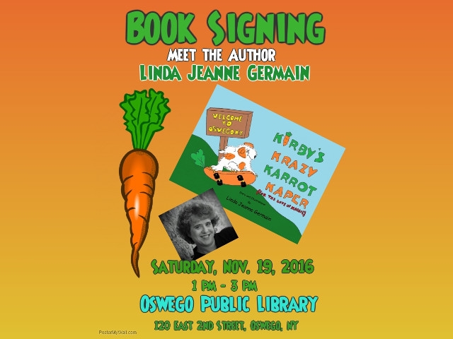 Book Reading/Signing at Oswego Public Library Nov 19