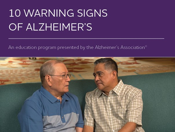 "10 Warning Signs of Alzheimer's" Educational Program by the Alzheimer's Association at Bishop's Commons in Oswego on April 15th