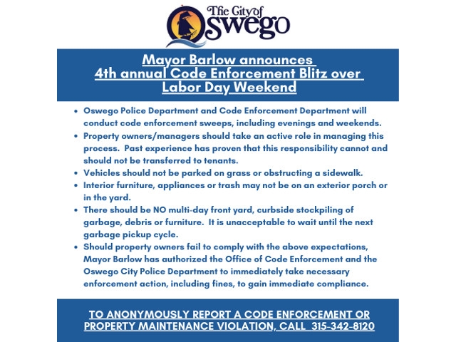 Mayor Barlow Plans 4th Annual "Code Enforcement Blitz" for Labor Day Weekend