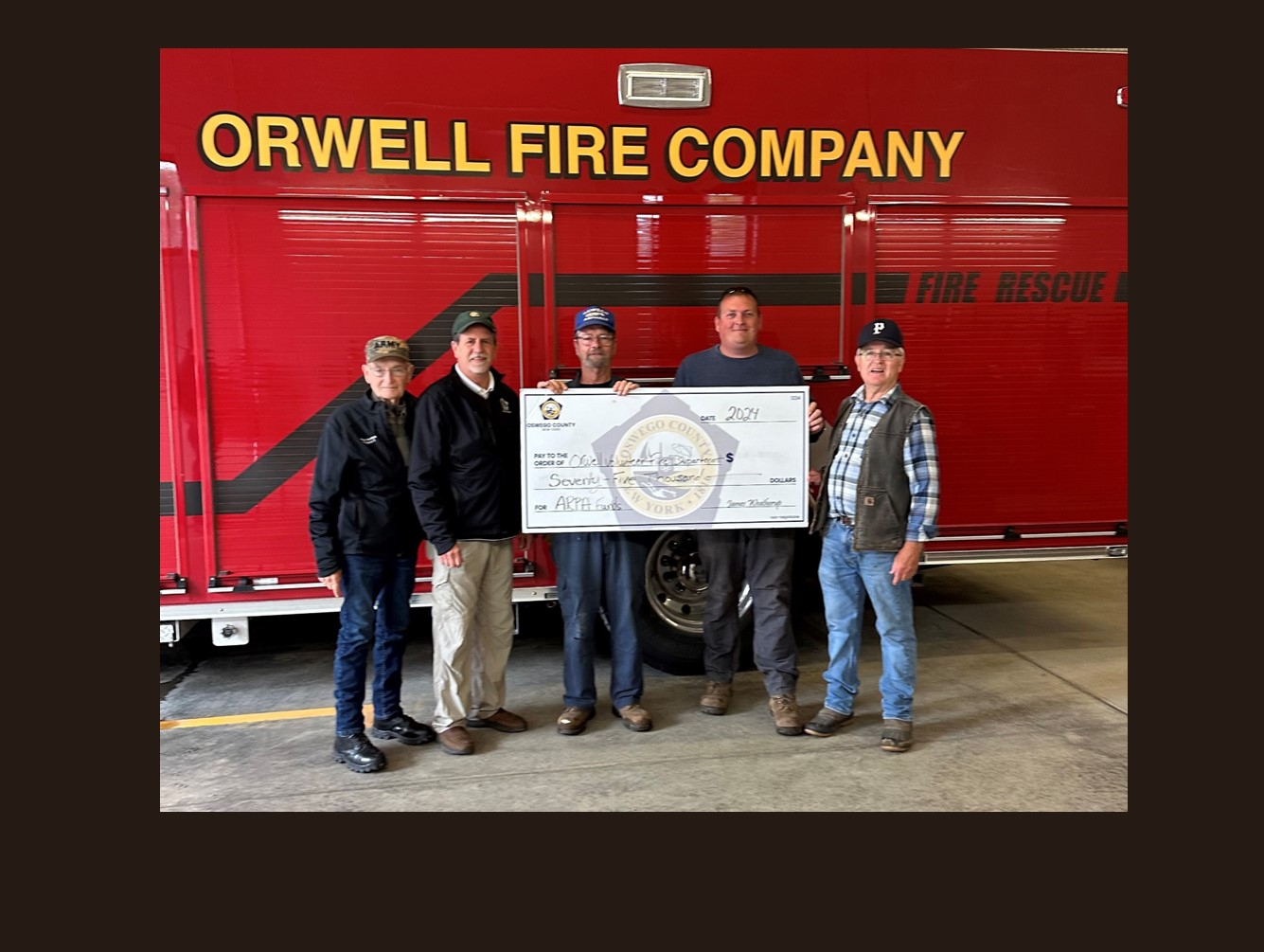 Oswego County Awards $75K to Orwell Fire Company