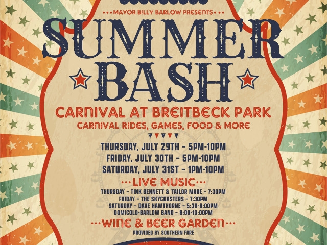 Mayor Barlow Announces Summer Bash Carnival Event at Breitbeck Park July 29th - 31st