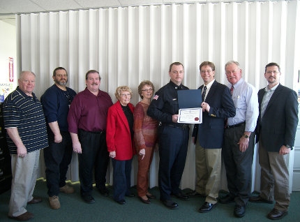 Officer Hadcock receives recognition from Oswego County