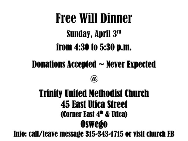Local Church Continues Free Will Dinners