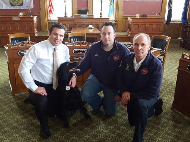 Kyrie the Accelerant Detection Canine Meets the Mayor