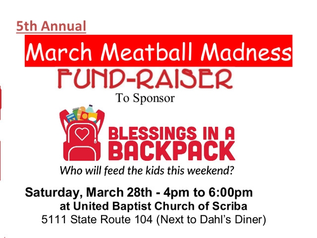 5th Annual March Meatball Madness Spaghetti Dinner March 28th