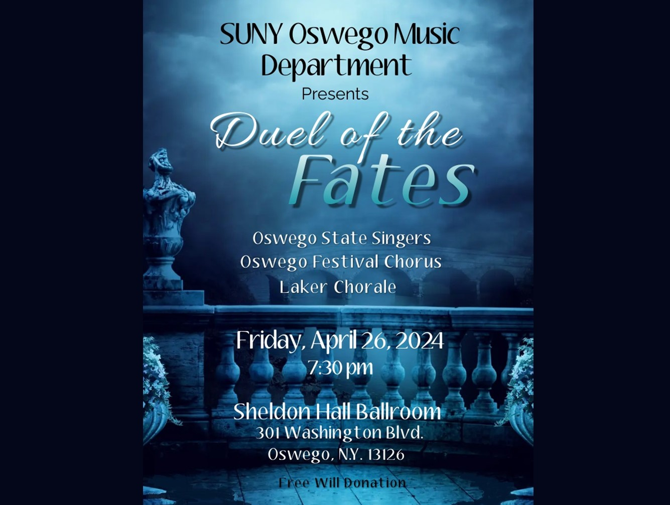 SUNY Oswego Music Department Presents Duel of the Fates on April 26