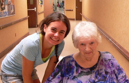 SUNY Oswego Adopt-A-Grandparent students and St. Luke residents get acquainted
