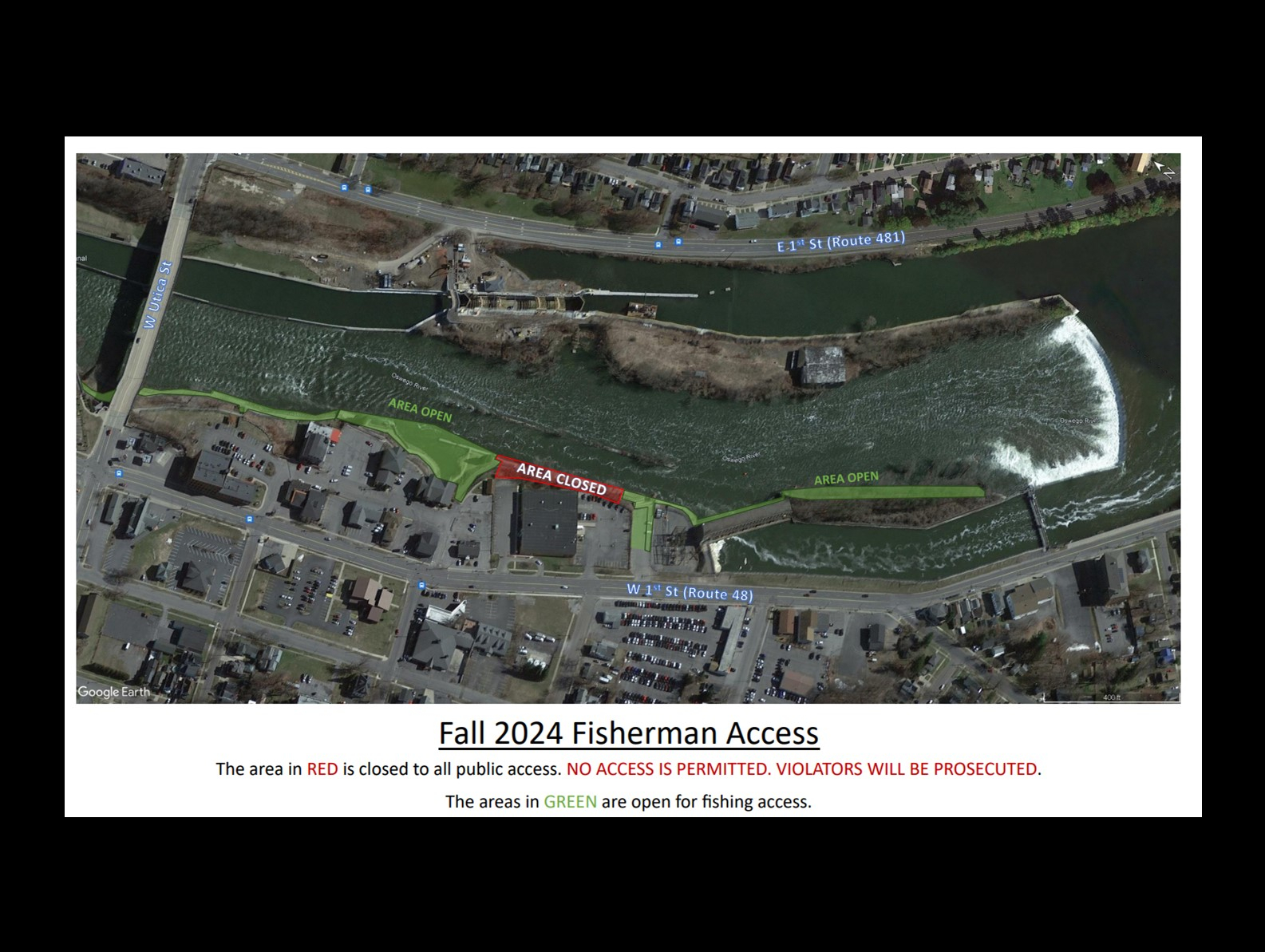 Fishing Access and Public Parking During West Riverwalk Repairs