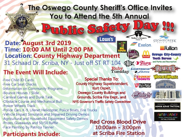 5th Annual Public Safety Day in Scriba on August 3rd