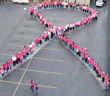 Cancer Services Program Partners with SUNY Oswego to make Human Pink Ribbon