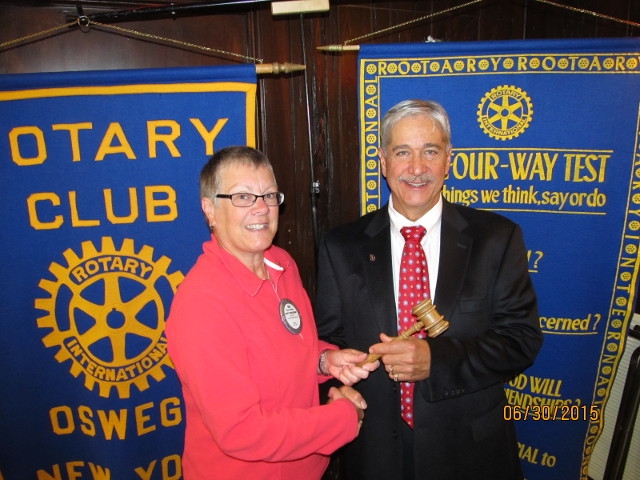 New 2015-2016 President Welcomed at Oswego Rotary