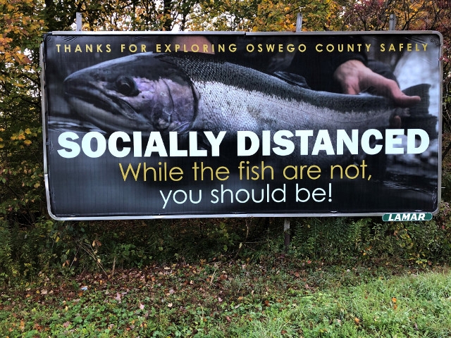 Oswego County Tourism Departments Installs Social Distance  Billboards with Special Message to Anglers
