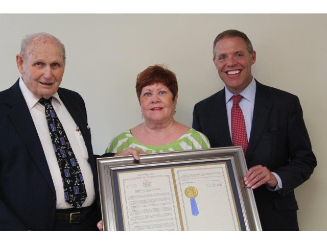 Assemblyman Barclay Presents Bob Green with Assembly Resolution