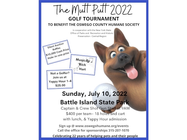 Oswego County Humane Society Plans "Mutt Putt" Golf Tournament July 10th
